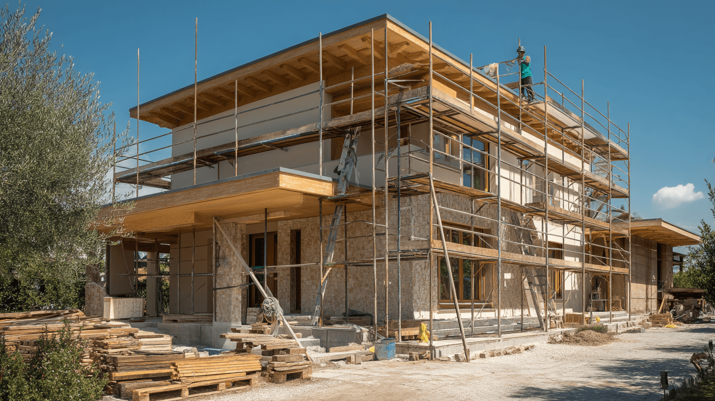 Cantiere di costruzione in bioedilizia