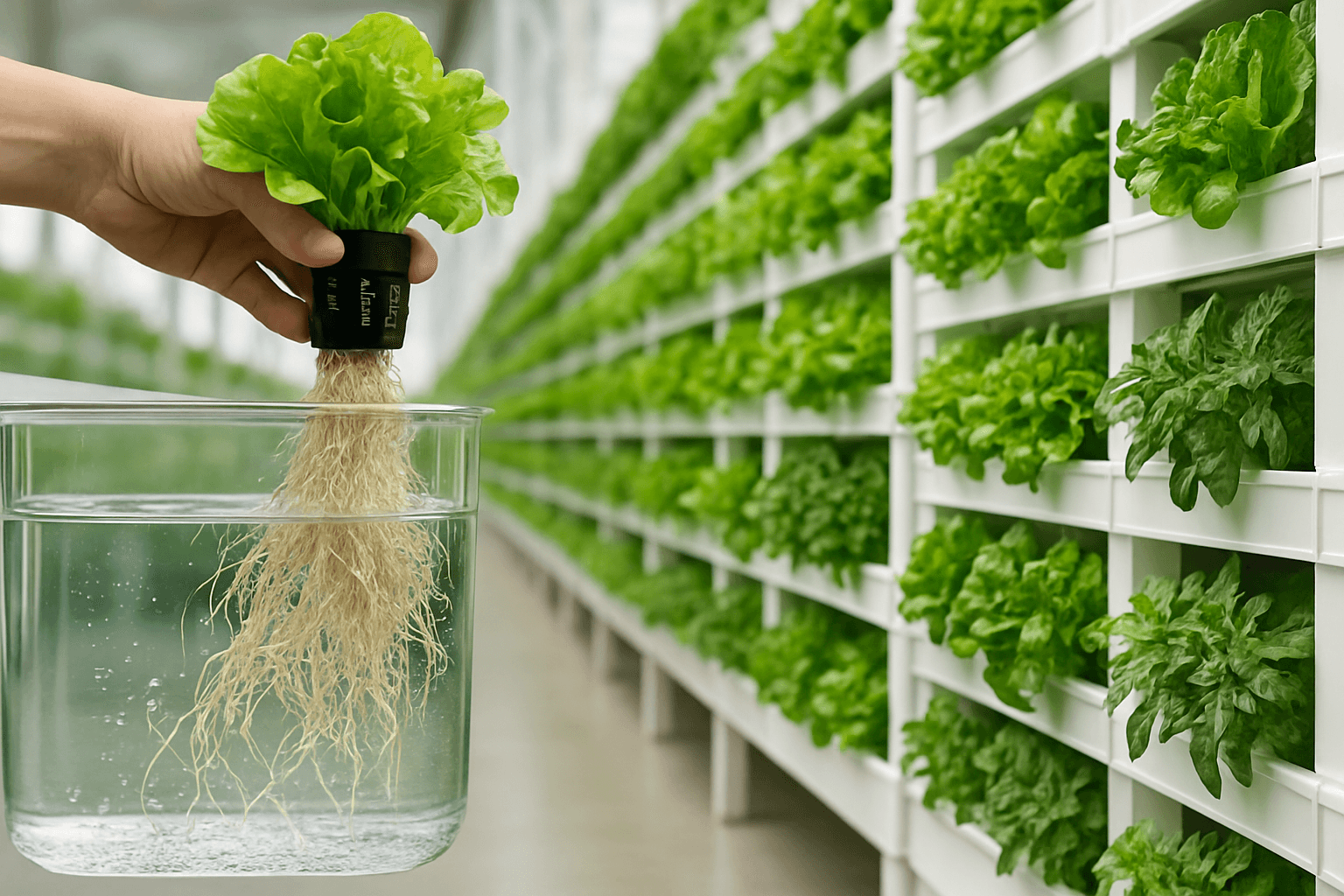 Coltivazione idroponica in serra agrivoltaica